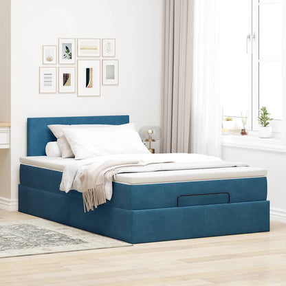 Ottoman bed met matras en LED's 120x200cm fluweel donkerblauw