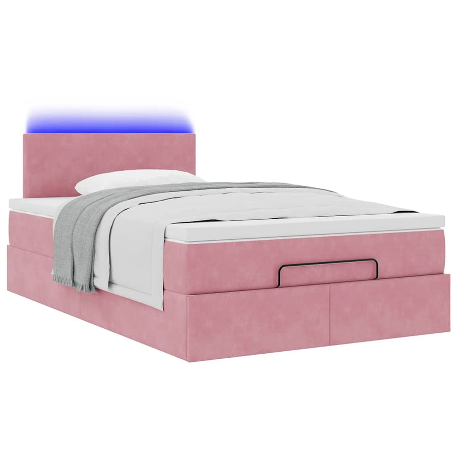 Ottoman bed met matras en LED's 120x200cm fluweel roze