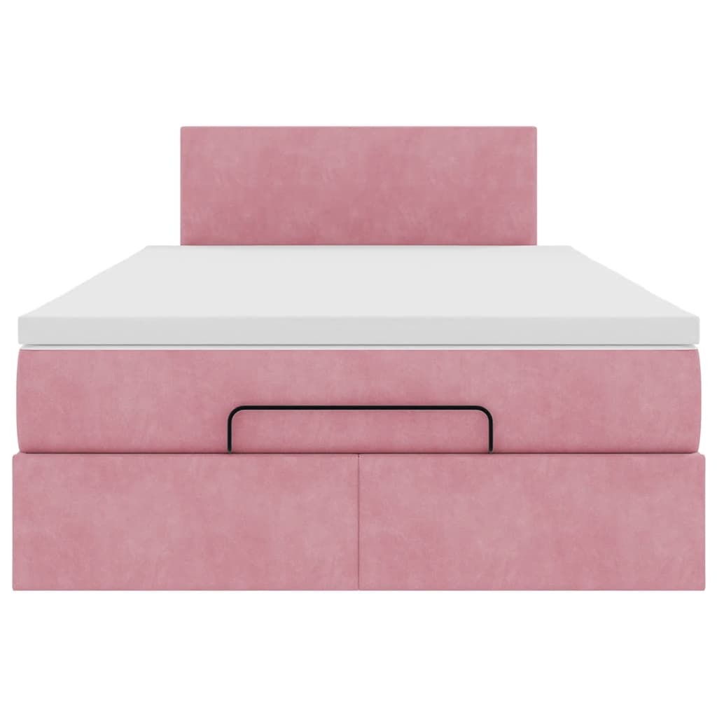 Ottoman bed met matras en LED's 120x200cm fluweel roze
