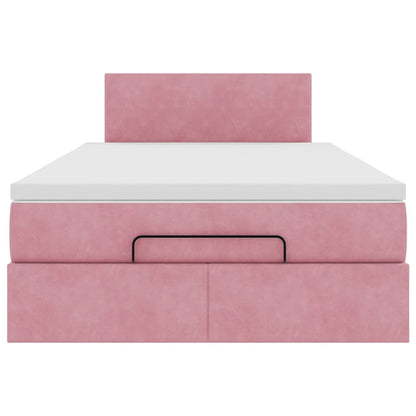 Ottoman bed met matras en LED's 120x200cm fluweel roze