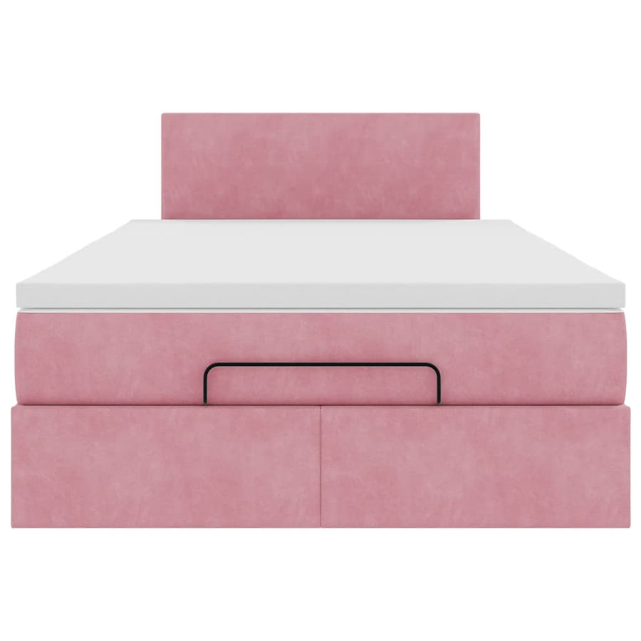 Ottoman bed met matras en LED's 120x200cm fluweel roze