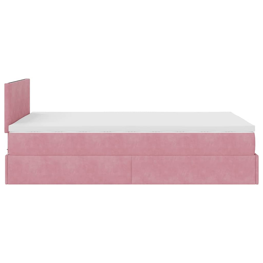 Ottoman bed met matras en LED's 120x200cm fluweel roze