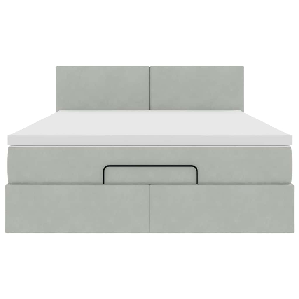 Ottoman bed met matras en LED's 140x190cm fluweel lichtgrijs