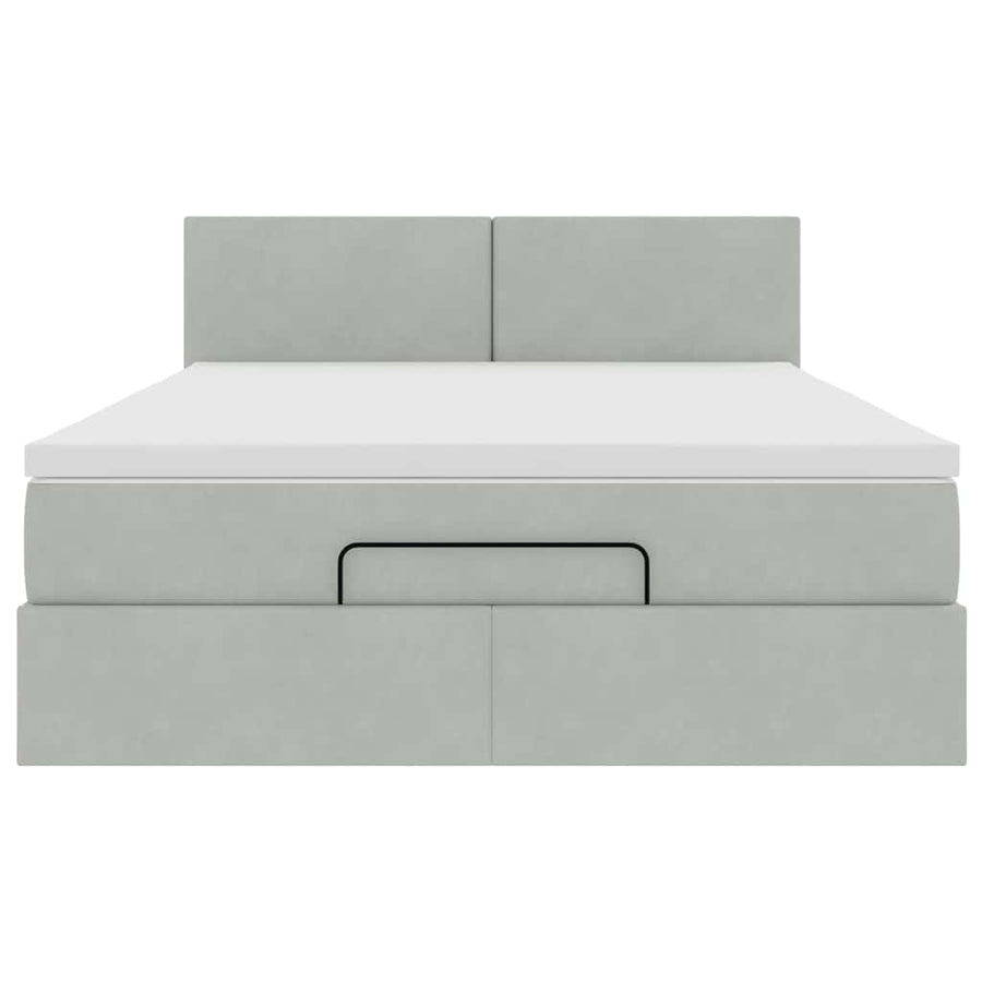 Ottoman bed met matras en LED's 140x190cm fluweel lichtgrijs