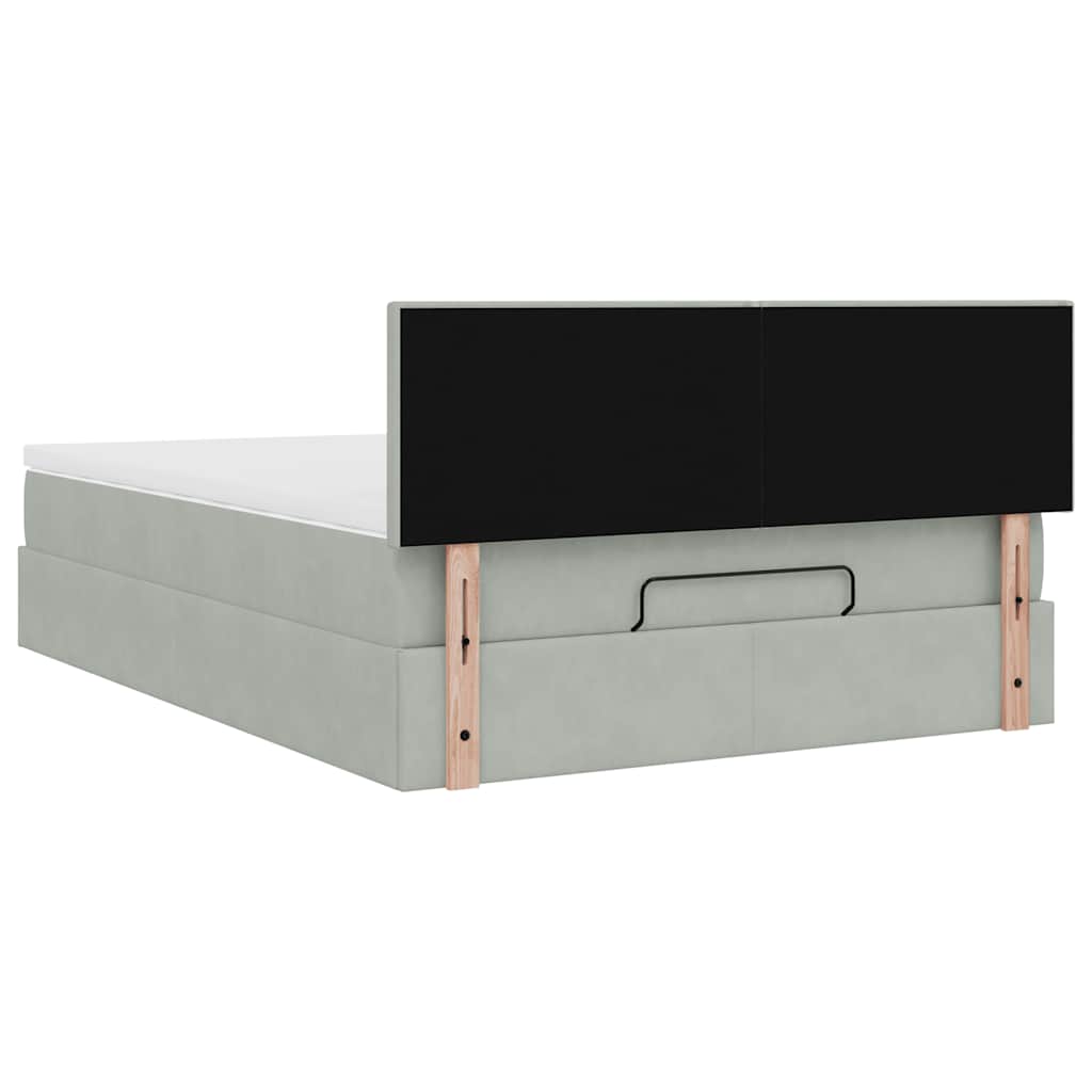 Ottoman bed met matras en LED's 140x190cm fluweel lichtgrijs