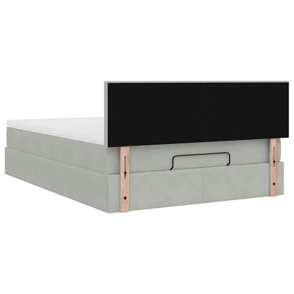 Ottoman bed met matras en LED's 140x190cm fluweel lichtgrijs