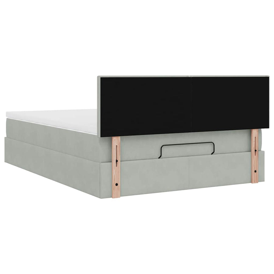 Ottoman bed met matras en LED's 140x190cm fluweel lichtgrijs
