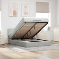 Ottoman bed met matras en LED's 140x190cm fluweel lichtgrijs