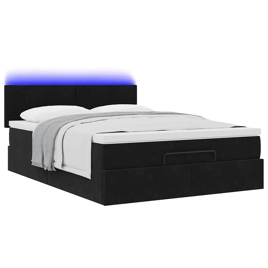 Ottoman bed met matras en LED's 140x190cm fluweel zwart