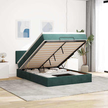 Ottoman bed met matras en LED's 140x190cm fluweel donkergroen