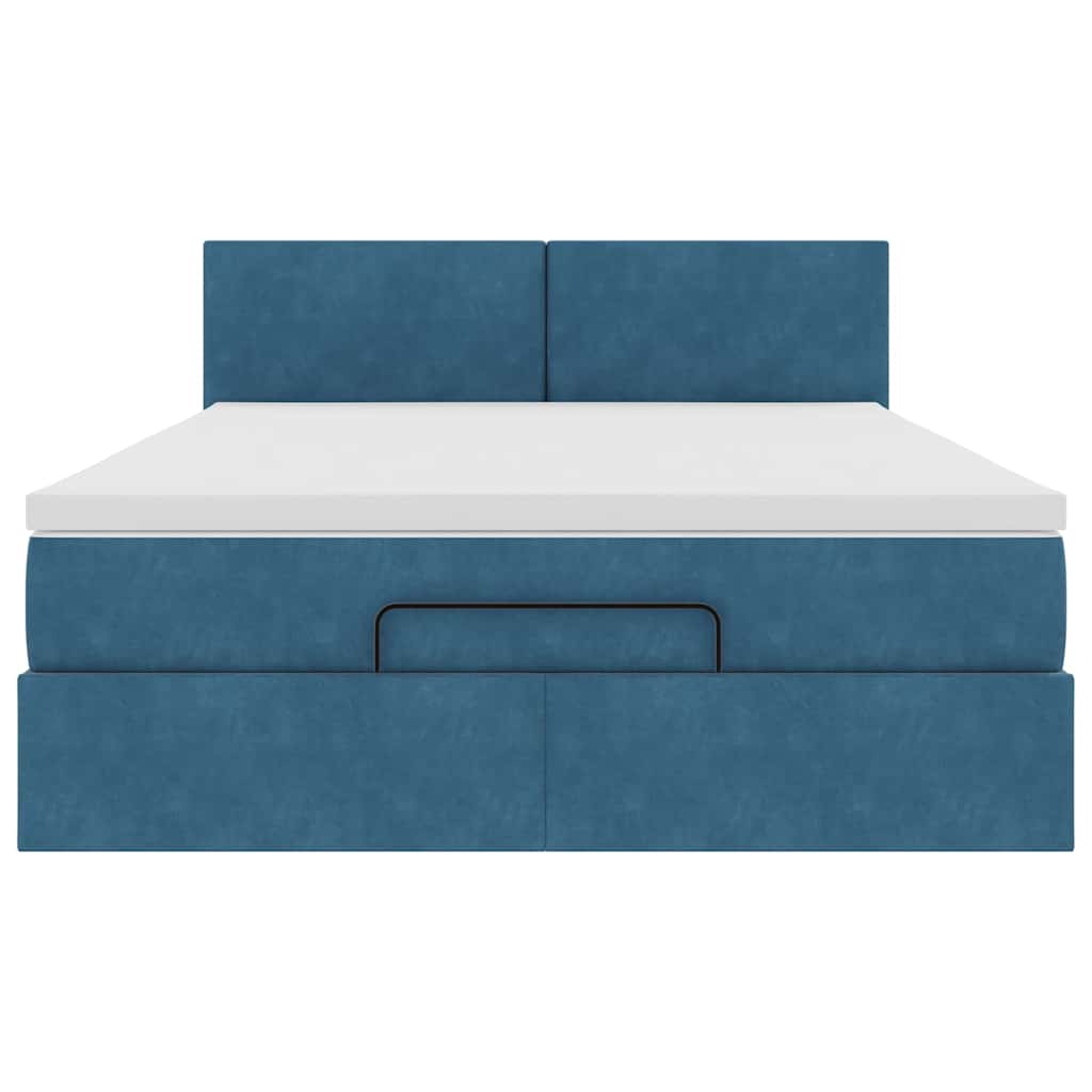 Ottoman bed met matras en LED's 140x190cm fluweel donkerblauw