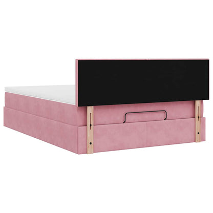 Ottoman bed met matras en LED's 140x190cm fluweel roze