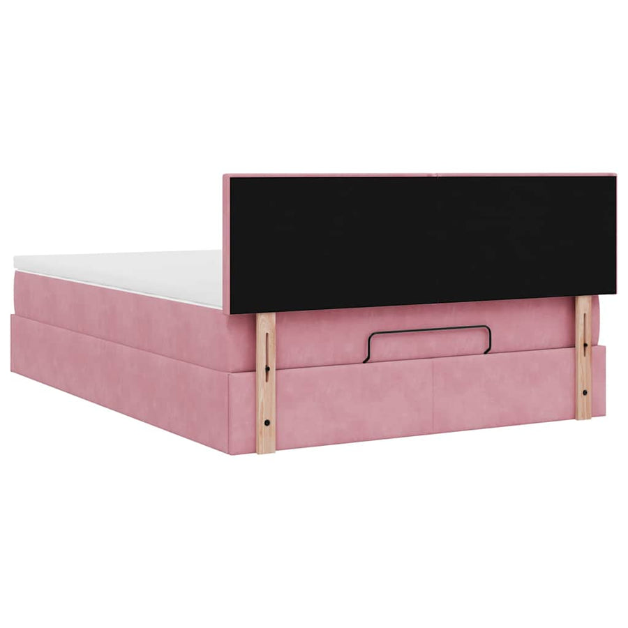 Ottoman bed met matras en LED's 140x190cm fluweel roze