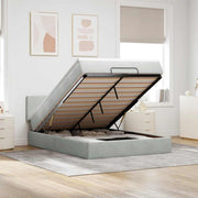 Ottoman bed with mattress and LEDs 140x200cm velvet light grey