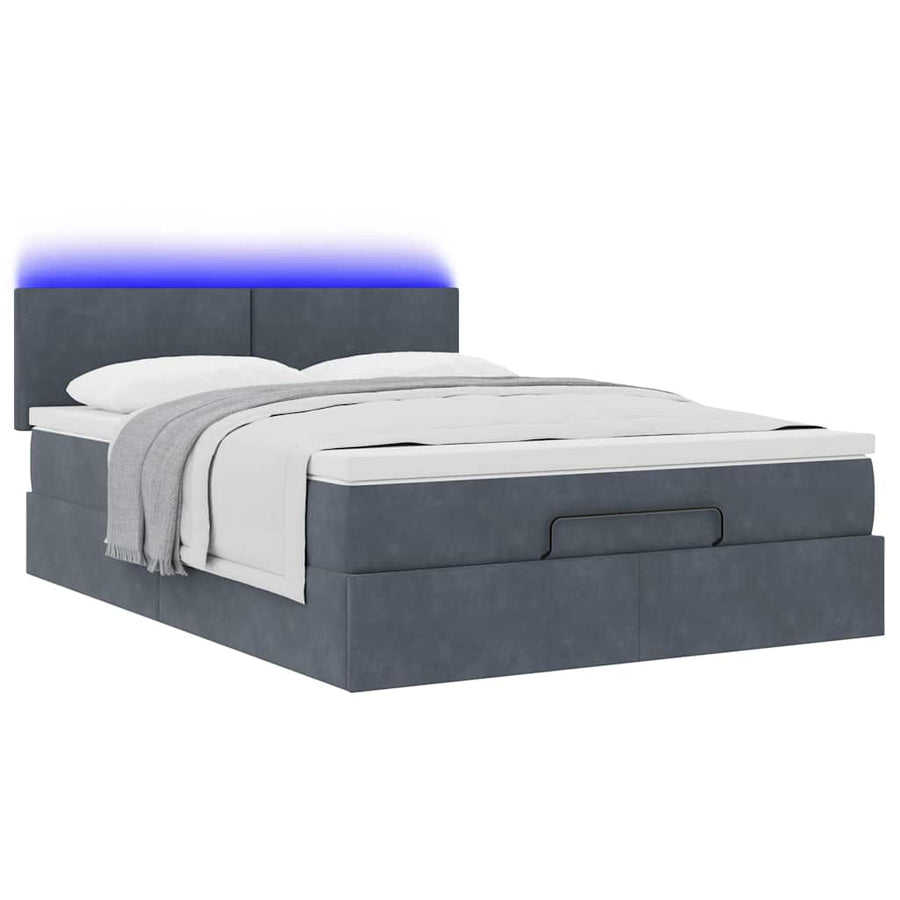 Ottoman bed met matras en LED's 140x200cm fluweel donkergrijs