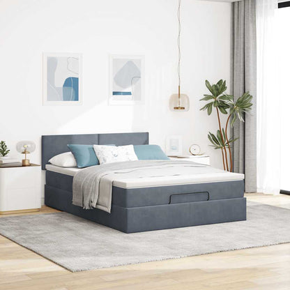 Ottoman bed met matras en LED's 140x200cm fluweel donkergrijs