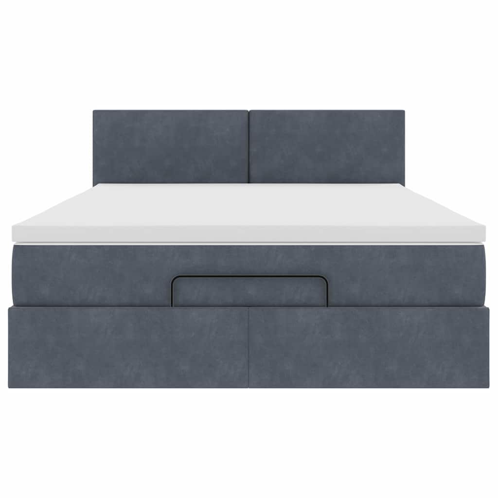 Ottoman bed met matras en LED's 140x200cm fluweel donkergrijs