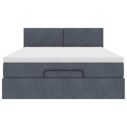 Ottoman bed met matras en LED's 140x200cm fluweel donkergrijs