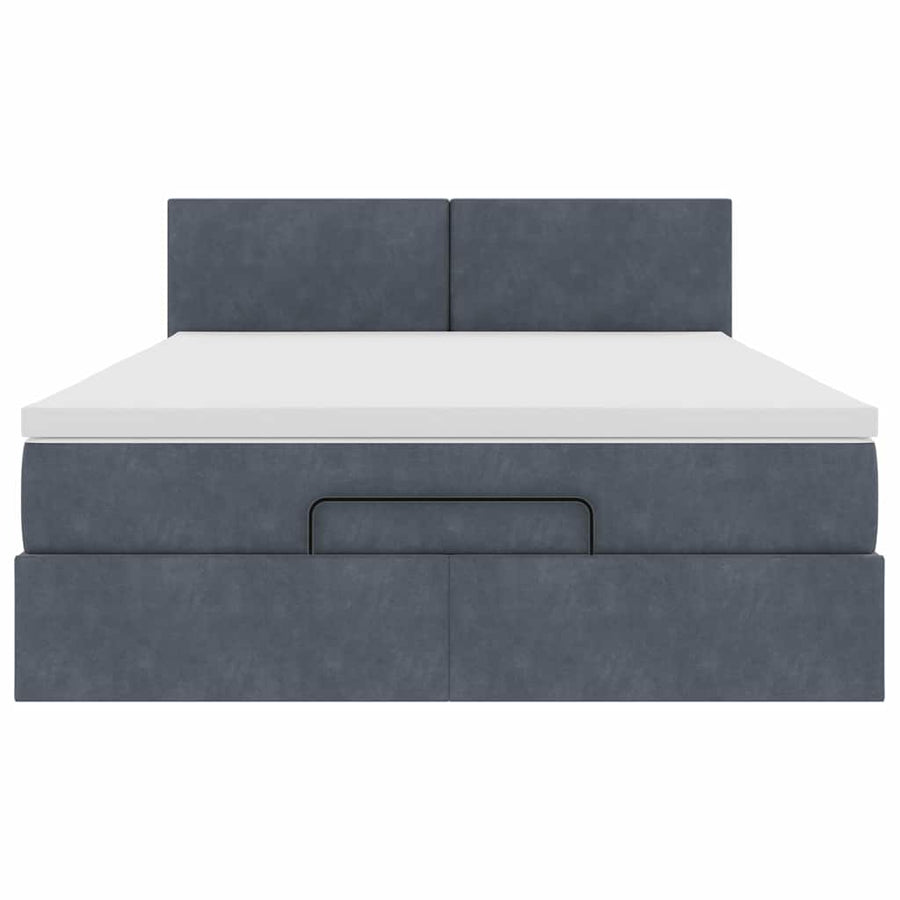 Ottoman bed met matras en LED's 140x200cm fluweel donkergrijs