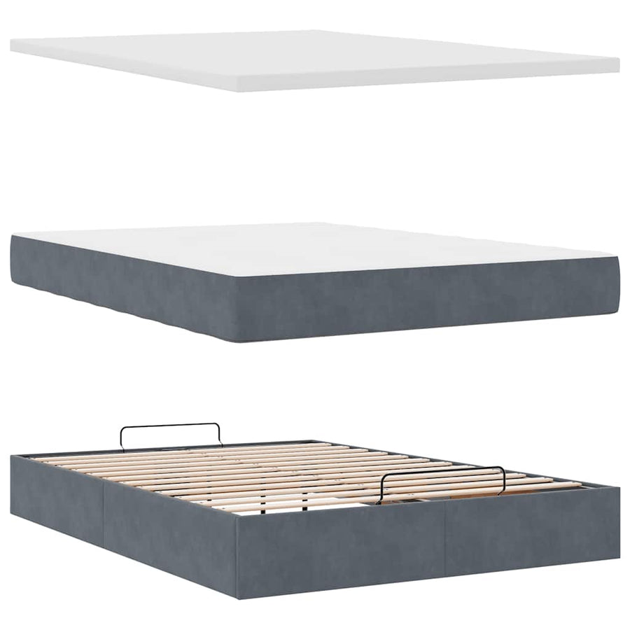 Ottoman bed met matras en LED's 140x200cm fluweel donkergrijs