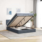 Ottoman bed with mattress and LEDs 140x200cm velvet dark grey