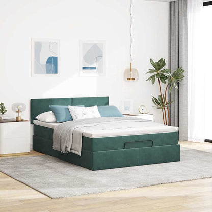 Ottoman bed met matras en LED's 140x200cm fluweel donkergroen