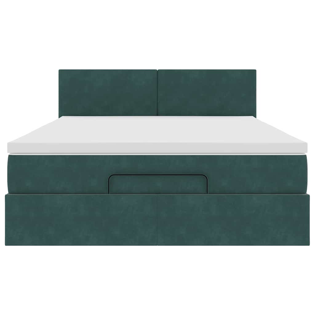 Ottoman bed met matras en LED's 140x200cm fluweel donkergroen