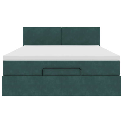 Ottoman bed met matras en LED's 140x200cm fluweel donkergroen