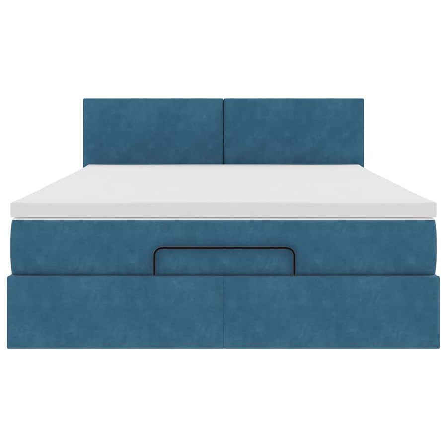 Ottoman bed met matras en LED's 140x200cm fluweel donkerblauw