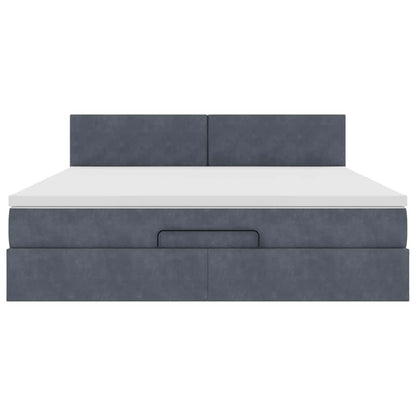 Ottoman Bed Met Matras En Led's 160X200Cm Fluweel 160 x 200 cm Donkergrijs