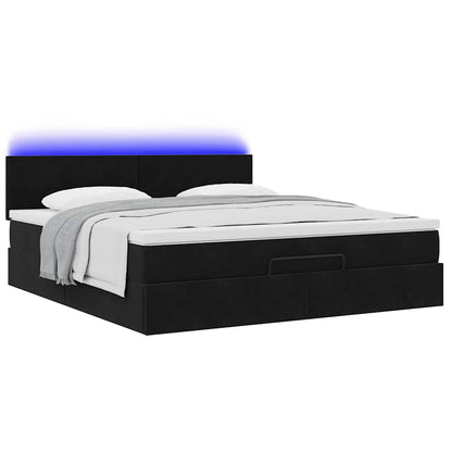 Ottoman bed met matras en LED's 160x200cm fluweel zwart