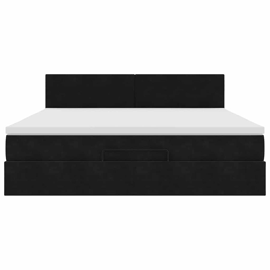 Ottoman bed met matras en LED's 160x200cm fluweel zwart