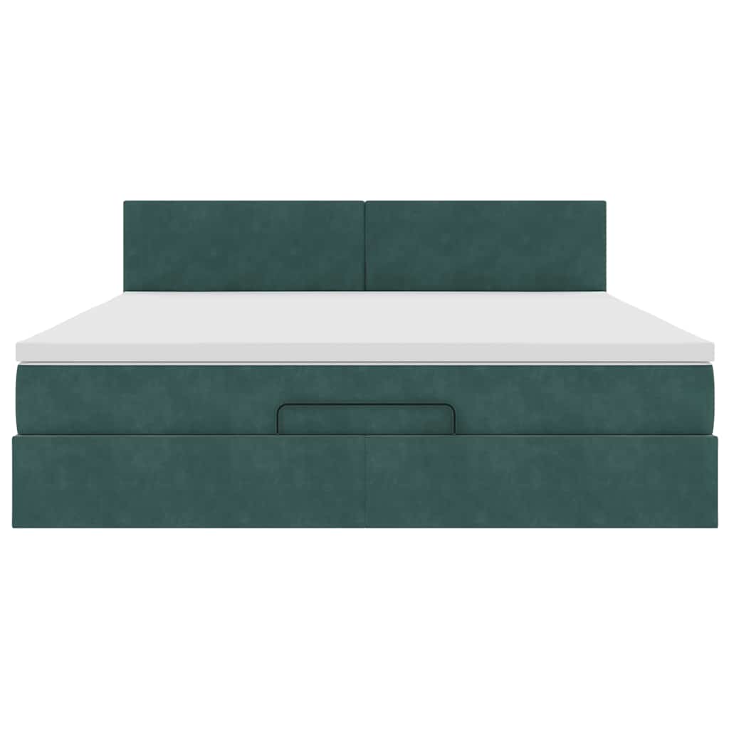 Ottoman bed met matras en LED's 160x200cm fluweel donkergroen