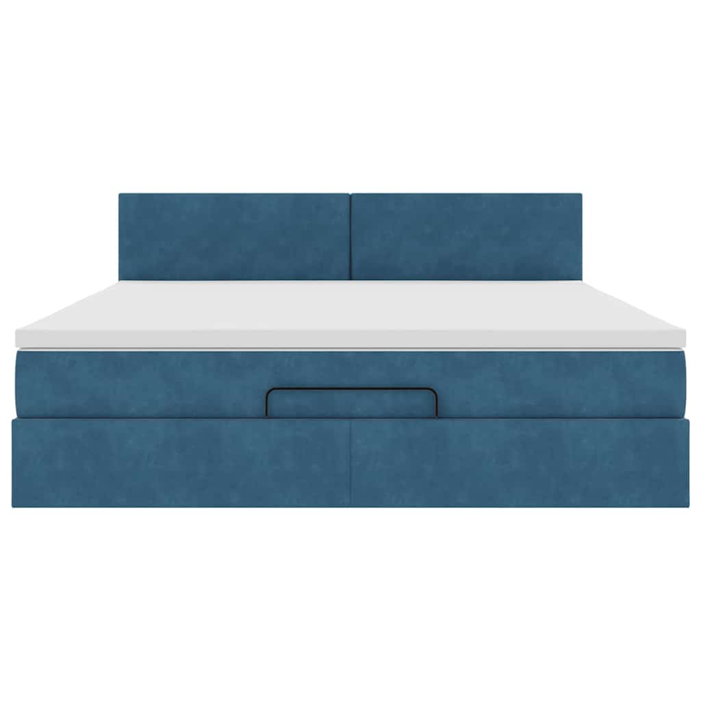 Ottoman bed met matras en LED's 160x200cm fluweel donkerblauw