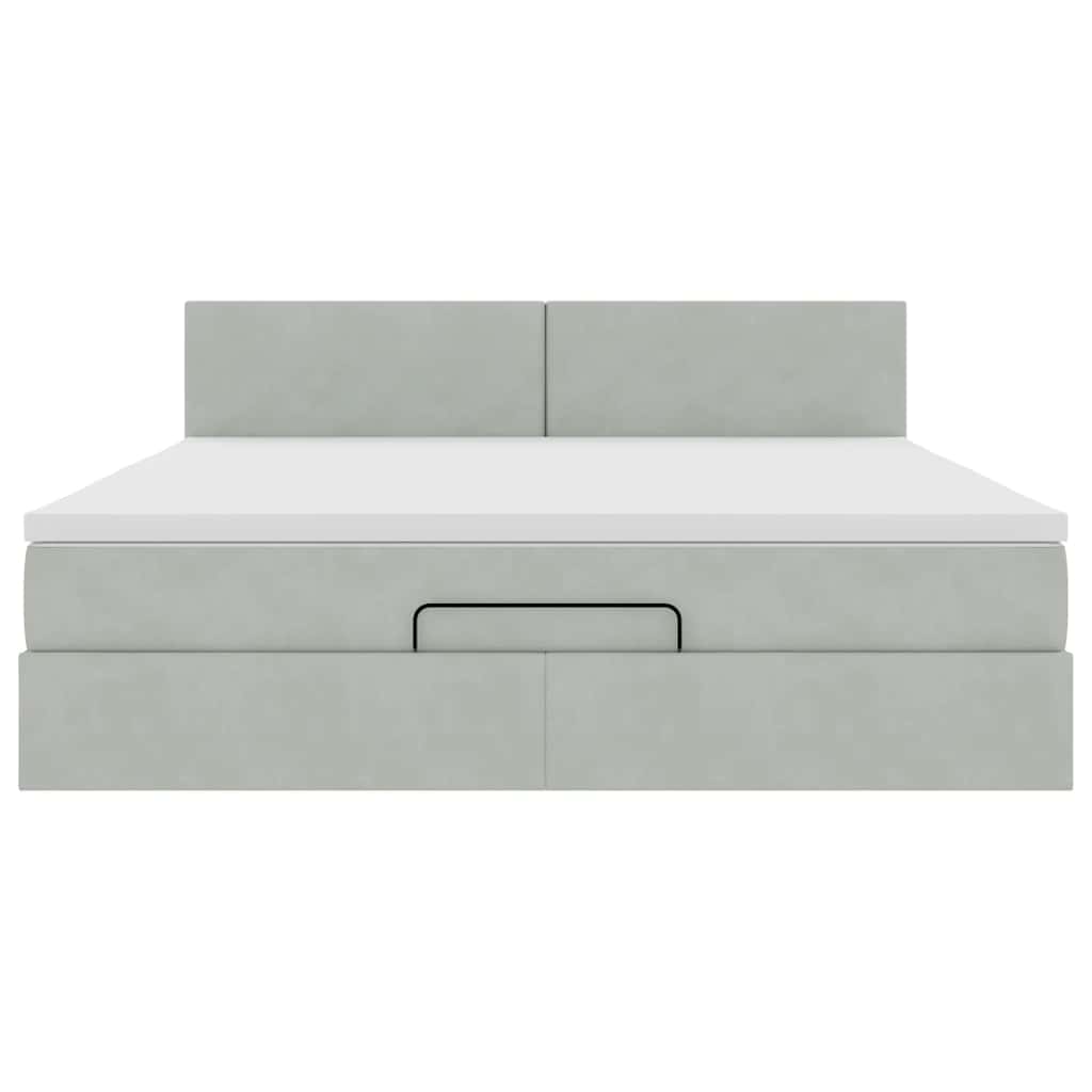 Ottoman bed met matras en LED's 180x200cm fluweel lichtgrijs