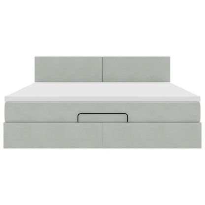 Ottoman bed met matras en LED's 180x200cm fluweel lichtgrijs