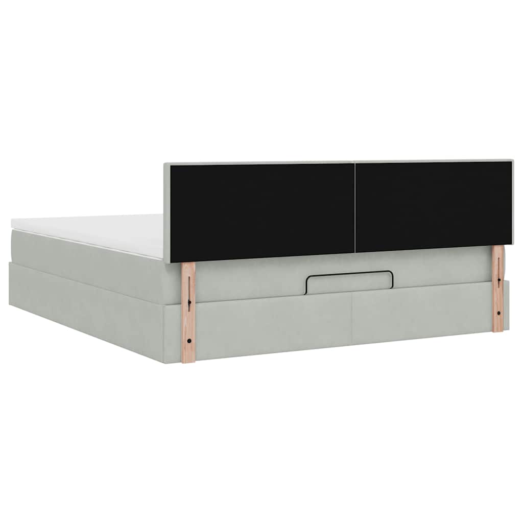 Ottoman bed met matras en LED's 180x200cm fluweel lichtgrijs
