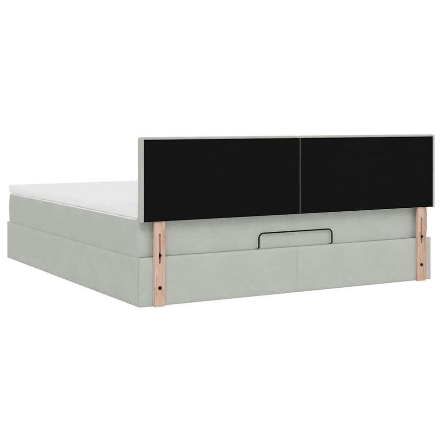 Ottoman bed met matras en LED's 180x200cm fluweel lichtgrijs