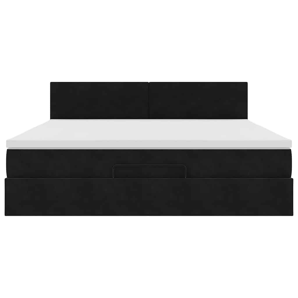 Ottoman bed met matras en LED's 180x200cm fluweel zwart