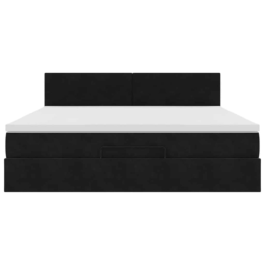 Ottoman bed met matras en LED's 180x200cm fluweel zwart
