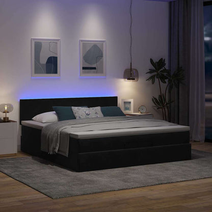 Ottoman bed met matras en LED's 180x200cm fluweel zwart