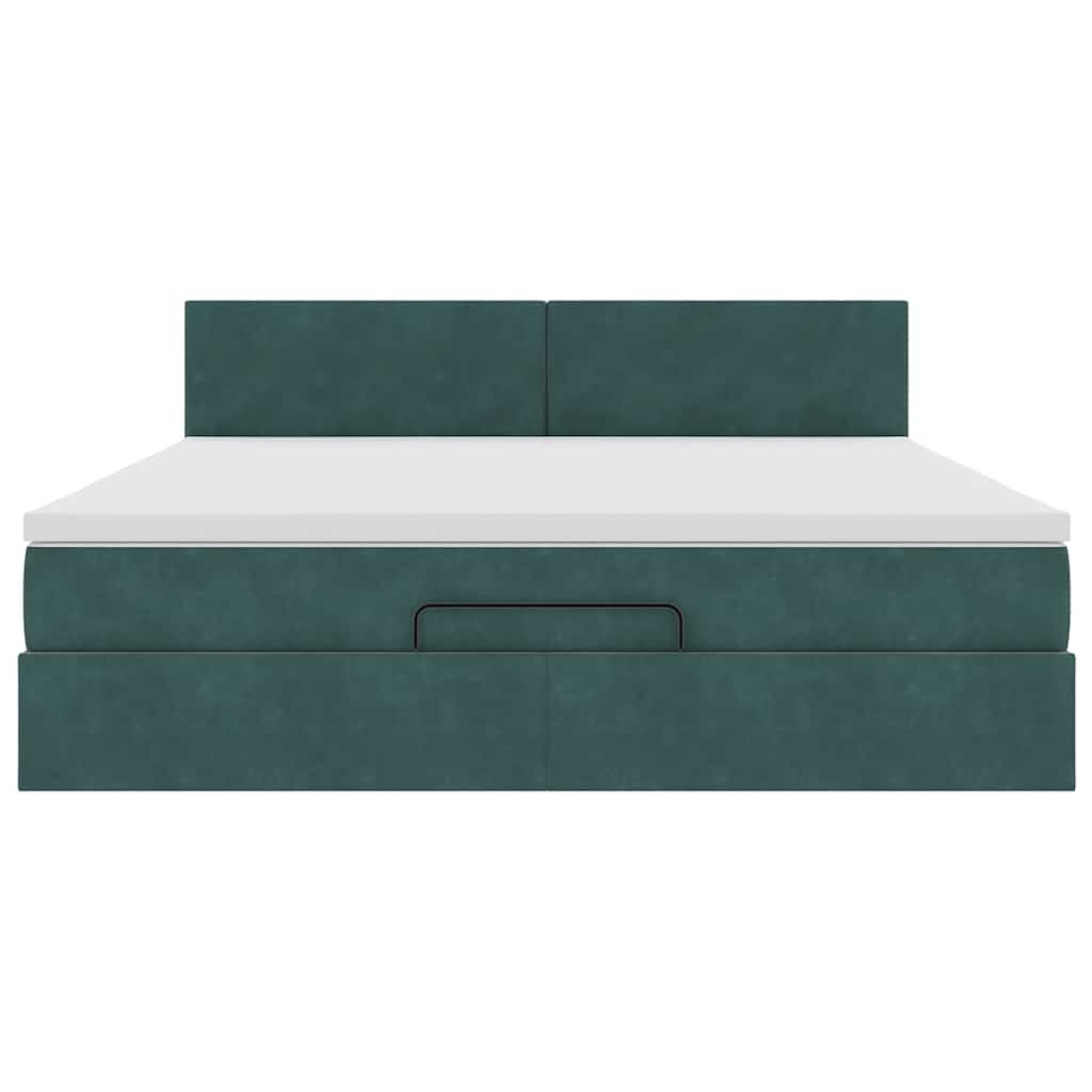Ottoman bed met matras en LED's 180x200 cm fluweel donkergroen