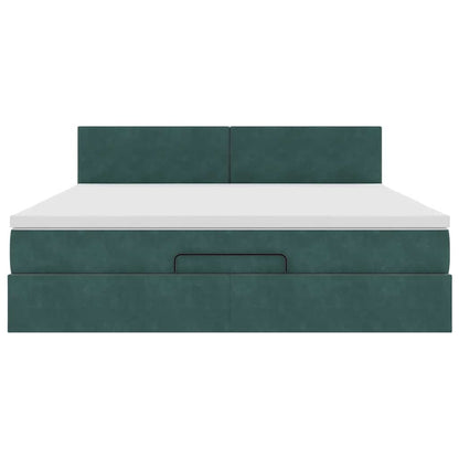 Ottoman bed met matras en LED's 180x200 cm fluweel donkergroen
