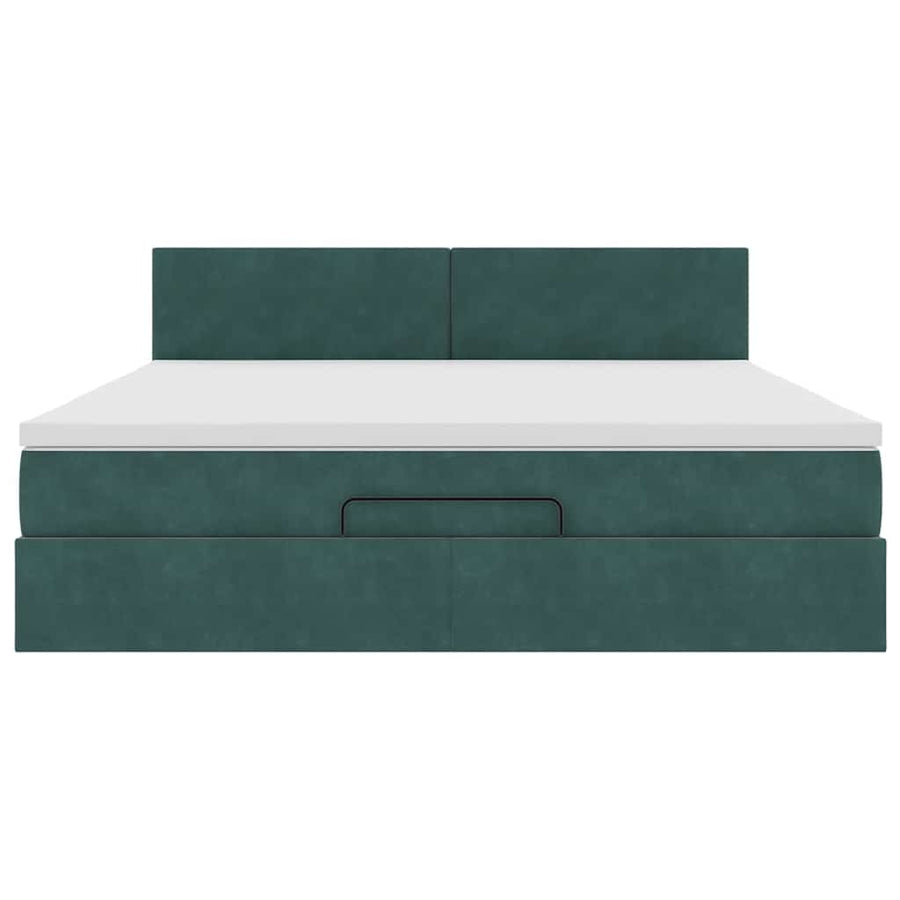 Ottoman bed met matras en LED's 180x200 cm fluweel donkergroen