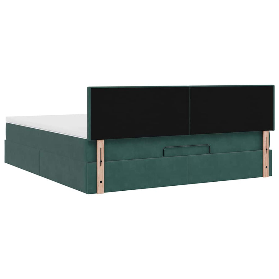 Ottoman bed met matras en LED's 180x200 cm fluweel donkergroen