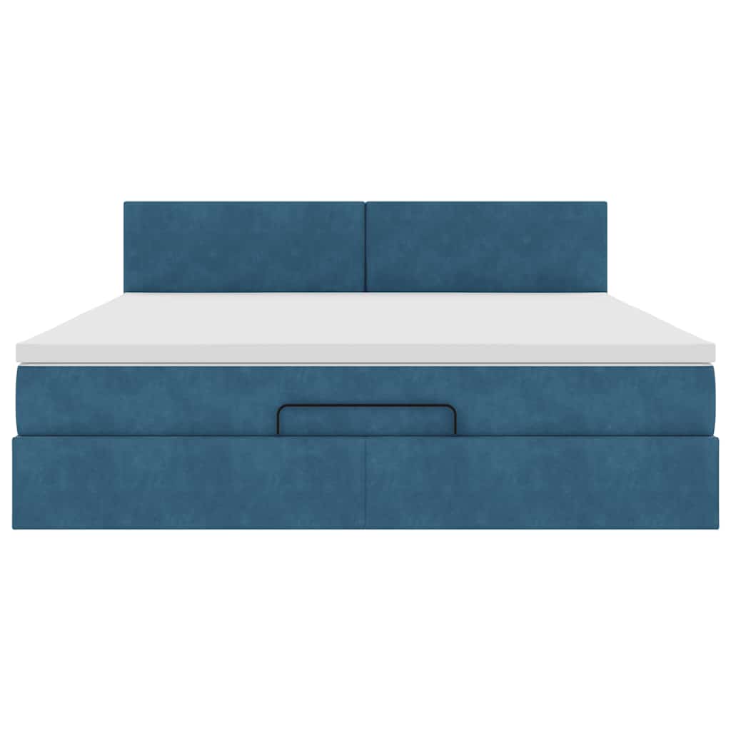 Ottoman bed met matras en LED's 180x200 cm fluweel donkerblauw
