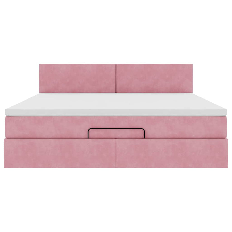 Ottoman bed met matras en LED's 180x200 cm fluweel roze