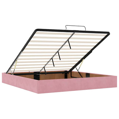 Ottoman bed met matras en LED's 180x200 cm fluweel roze