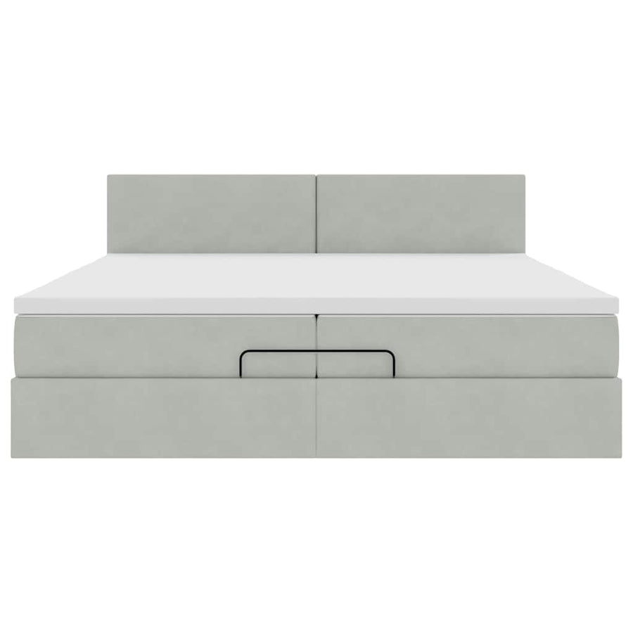Ottoman bed met matrassen en LED's 200x200cm fluweel lichtgrijs