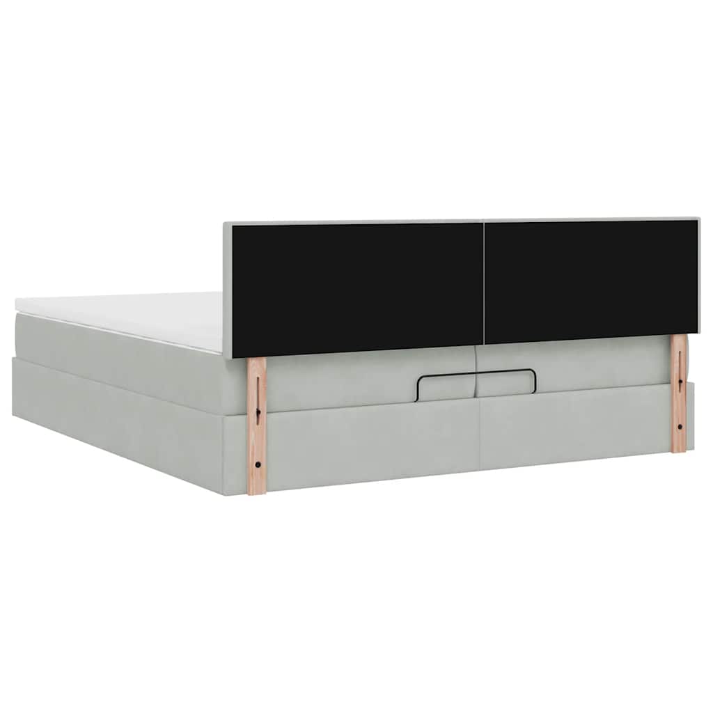 Ottoman bed met matrassen en LED's 200x200cm fluweel lichtgrijs